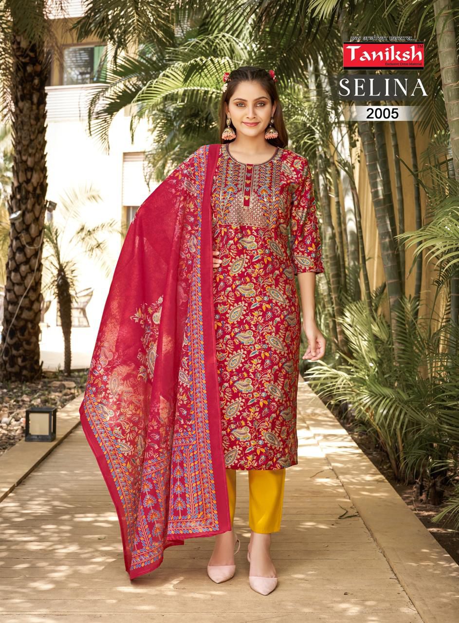 Selina Vol 2 By Taniksh Muslin Printed Kurti With Bottom Dupatta Wholesale Shop In Surat
